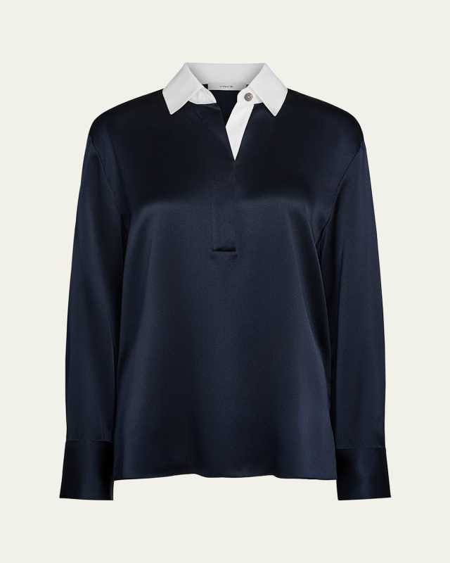 Long-Sleeve Silk Rugby Shirt